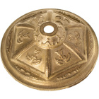 Center cover/bobeche  H.3xD.10,4cm with 1 central hole, in raw brass