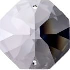 Pedra oitavada de cristal D.1,6cm 2 furos transparente (caixa)