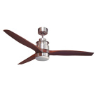 Ceiling fan BRAVO nickel color D.132cm 3 blades, with light 16W 1600lm 4000K