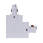 Right "L" shaped connector for LINE PRO recessed track (4 wires) in white aluminum