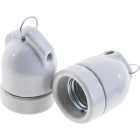 White lampholder E27 1 in /1 out porcelain