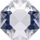 Glass octagon stone D.2,2cm 3 holes transparent
