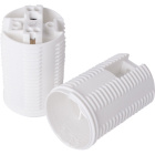 White E14 2-pieces lampholder with threaded outer shell, in thermoplastic resin