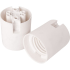 White E27 2-pieces lampholder with plain outer shell, in thermoplastic resin