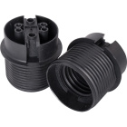 Black E27 2-pieces lampholder with partly threaded outer shell, in thermoplastic resin