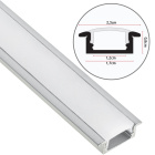 Aluminium profile with tabs for LED strip with opaline diffuser (to be recessed) W.24.7xH.7mm