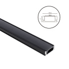 Black aluminium profile without tabs for LED strip with black diffuser W.17,4xH.7mm