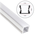 Deep aluminium profile without tabs for LED strip with opaline diffuser W.17xH.14.5mm