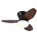 Ceiling fan TAURO black/beech 3 blades 48W LED 3000|4000|6000K H.18xD.85cm