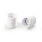 Shiny white threaded outer shell for E14 3-pieces lampholder, in thermoplastic resin