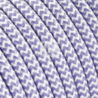 Flexible round fabric covered electrical cable H03VV-F 2x0,75 D.6.2mm white lilac TO104