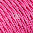 Twisted fabric covered electrical cable H05V2-K FRRTX 2x0,75 D.5.8mm fuchsia TR6
