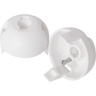 White dome for E27 2-pc lampholder w/threaded entry M10, ret. and stem lock. screw, thermopl. resin
