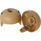 Capa dourada p/suporte E27 de 2-peças com rosca M10, batente e paraf. anti-rot., em resina termopl.