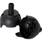 Capa preta para suporte E27 de 2-peças com rosca macho e sem travão, em resina termoplástica