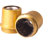 Gold dome for E14 3-pc lampholder w/metal nipple M10 and stem locking screw, H.21mm, in bakelite