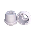 Shiny white dome for E14 3-pieces lampholder w/threaded entry (M10x1) and retainer, in thermoplastic