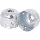 White zinc-plated dome for E27 3-pieces metal lampholder w/met. nip.M10 and stem locking screw, meta