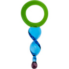 Glass ring 7,5xD.3cm green/blue