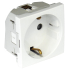 Safety Earth Socket (Schuko type) QUADRO45 Horizontal Apertures (2 modules) in white