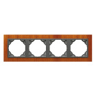 Four-Gang Horizontal Frame LOGUS90 in mahogany/grey