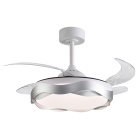 Ceiling fan DC ONDAS silver, 4 retractable blades, 72W LED 3000|4000|6000K, H.35xD.108/50cm