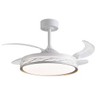 Ventilador DC RIGA blanco/oro, 4 aspas retráctiles, 72W LED 3000|4000|6000K, Al.35xD.108/50cm