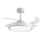 Ventilador DC RIGA blanco/plata, 4 aspas retráctiles, 72W LED 3000|4000|6000K, Al.35xD.108/50cm