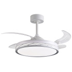 Ventoinha de tecto RIGA branco/branca, 4 palas retráteis, 72W LED 3000|4000|6000K, Alt.35xD.108/50cm