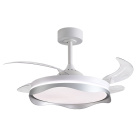 Ventoinha de tecto OLAS branca/prata, 4 palas retráteis, 72W LED 3000|4000|6000K, Alt.35xD.108/50cm