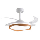 Ceiling fan DC OLAS white/beech wood, 4 retractable blades, 72W LED 3000|4000|6000K, H.35xD.108/50cm