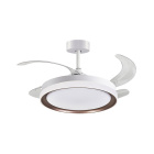 Ceiling fan DC KIGALI MINI white/brown, 4 retractable blades, 48W LED 3000|4000|6000K H.35xD.91/40cm