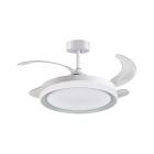 Ceiling fan DC KIGALI MINI white/silver, 4 retractable blades 48W LED 3000|4000|6000K H.35xD.91/40cm