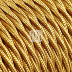 Cabo elétrico torcido revestido a tecido H05V2-K FRRTX 2x0,75mm2 D.5.8mm, em dourado