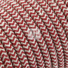 Flexible round fabric covered electrical cable H03VV-F 2x0,75 D.6.8mm sand cherry TO448