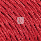 Twisted fabric covered electrical cable H05V2-K FRRTX 2x0,75 D.5.8mm red TR7