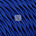 Twisted fabric covered electrical cable H05V2-K FRRTX 2x0,75 D.5.8mm blue TR10