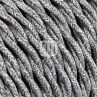 Twisted fabric covered electrical cable H05V2-K FRRTX 2x0,75 D.6.3mm canvas grey TR402