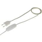 Cord-set with 1, 5m white cable 2x0, 75mm², white EU 2P non-rewirable plug and hand dimmer switch