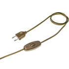 Cord-set with 1,5m gold cable 2x0,75mm², gold EU 2P non-rewirable plug and hand dimmer switch