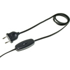 Cord-set with 1,5m black cable 2x0,75mm², black EU 2P non-rewirable plug and hand dimmer switch
