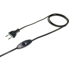 Cord-set with 2,3m black cable 2x0,75mm², black EU 2P non-rewirable plug and hand switch