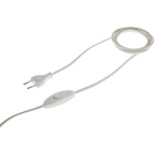 Cord-set with 2, 5m white cable 2x0, 75mm², white EU 2P non-rewirable plug and hand switch