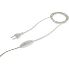 Cord-set with 2, 4m white cable 2x0, 75mm², white EU 2P non-rewirable plug and hand switch
