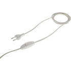 Cord-set with 3, 0m white cable 2x0, 75mm², white EU 2P non-rewirable plug and hand switch