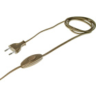 Cord-set with 3,0m gold cable 2x0,75mm², gold EU 2P non-rewirable plug and hand switch