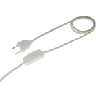 Cord-set with 2,0m white cable 2x0,75mm², white EU 2P non-rewirable plug and hand switch