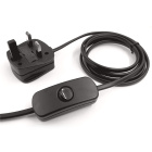 Cord-set with 2, 4m black cable 2x0, 75mm², black British (UK) plug and hand switch