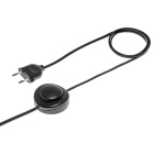 Cord-set with 4, 0m black cable 2x0, 75mm², black EU 2P non-rewirable plug and footer switch