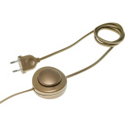 Cord-set with 3,0m gold cable 2x0,75mm², gold EU 2P non-rewirable plug and footer switch
